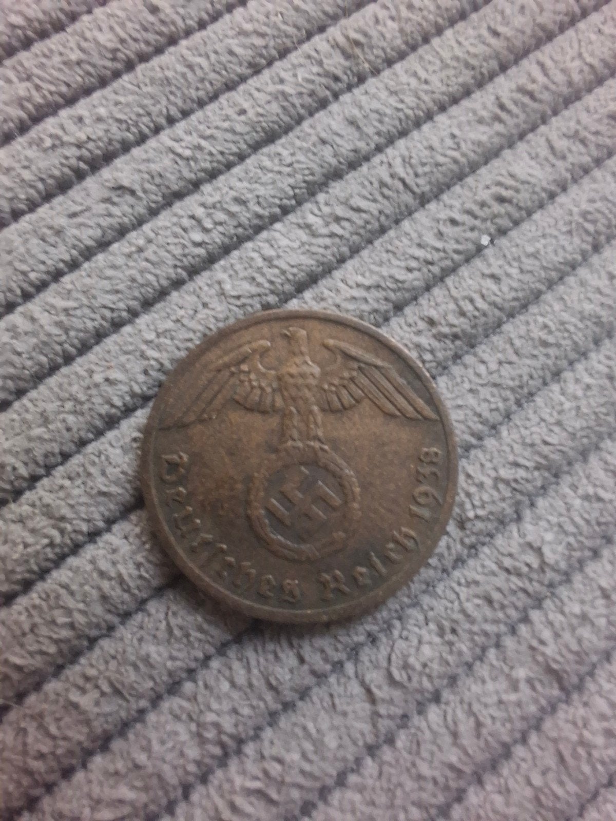 Duitse 1 Reichspfennig munt uit 1938, Ophalen of Verzenden, Duitse Keizerrijk, Gestempeld