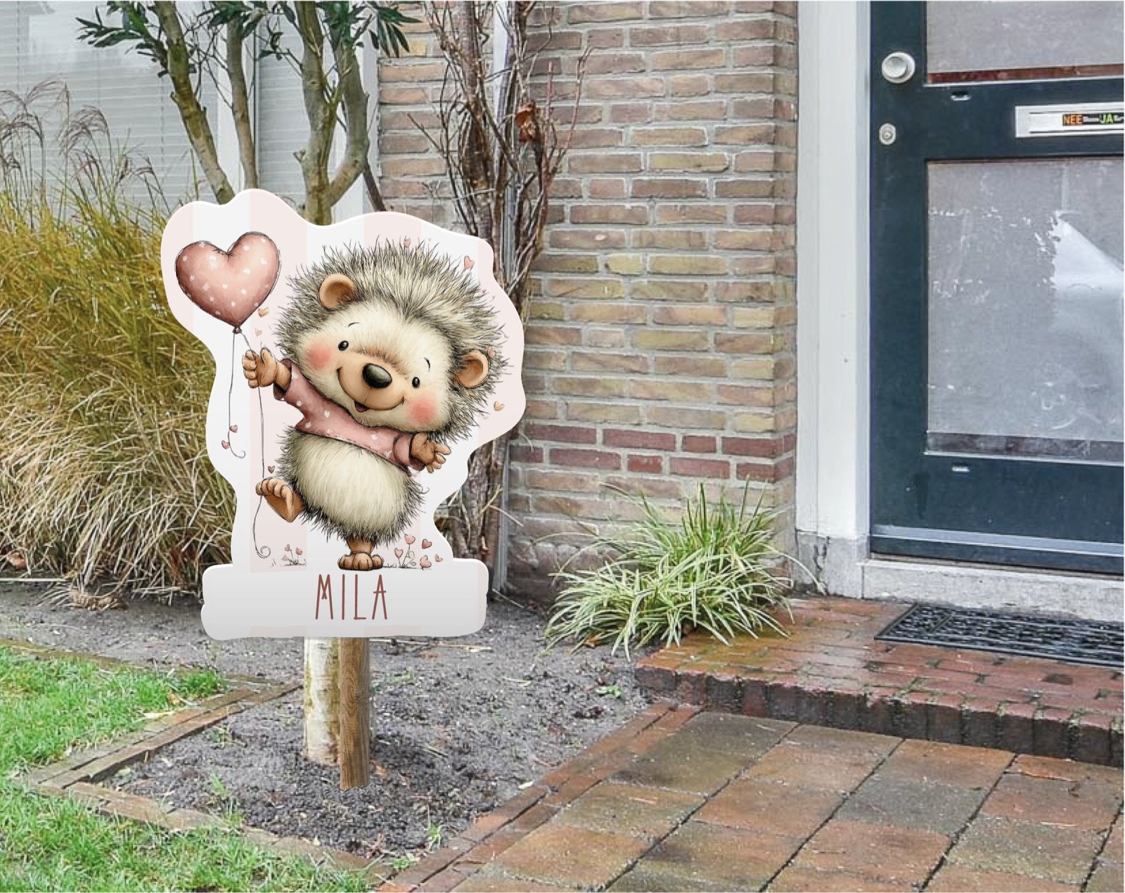 Geboortebord Egel met Hart Ballon - Raambord/Raamsticker, Ophalen of Verzenden, Nieuw, Geboortebord