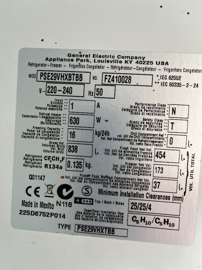 Amerikaanse koelkast rvs GE, Witgoed en Apparatuur, Ophalen, Gebruikt, 200 liter of meer, 60 cm of meer