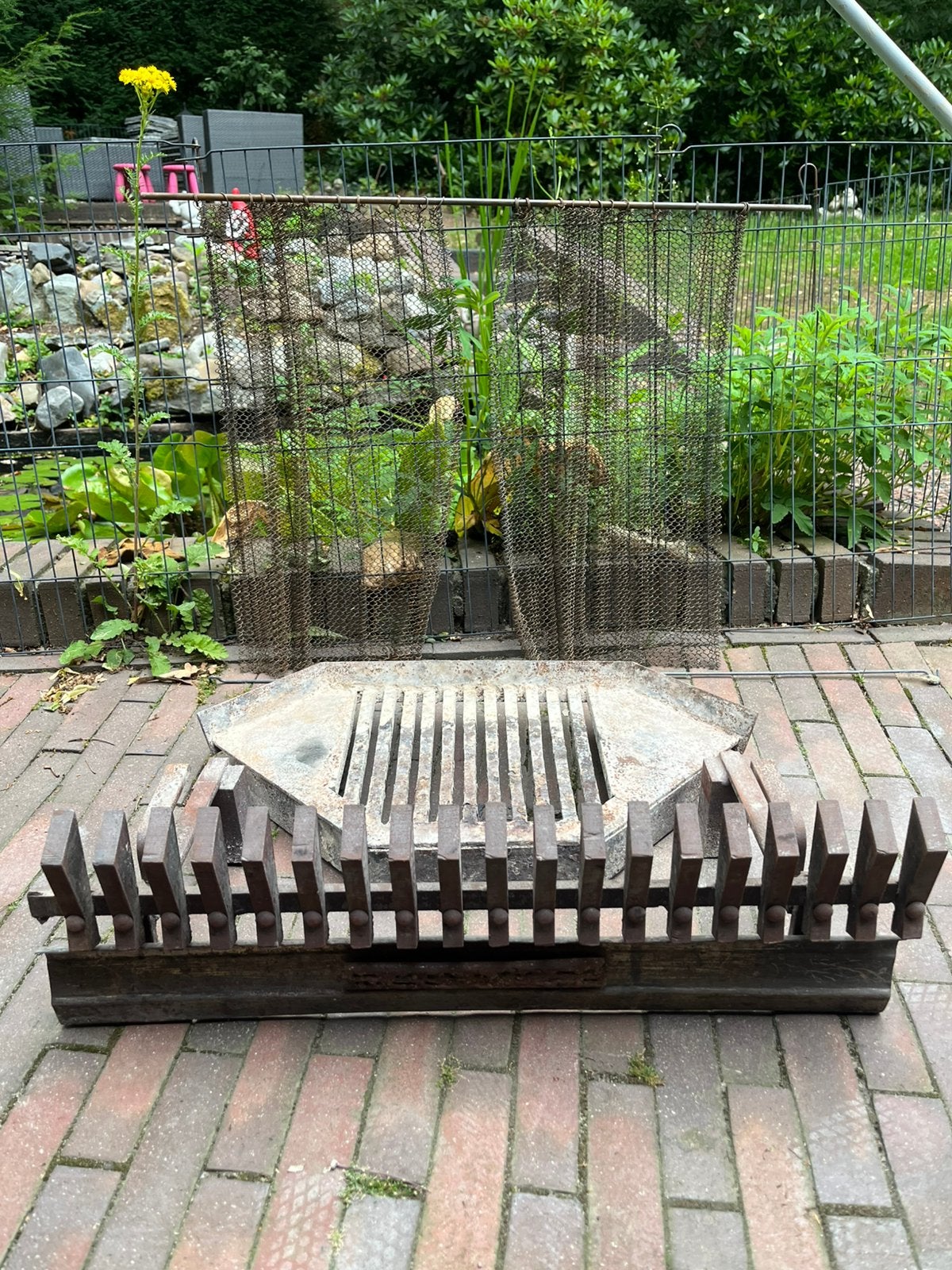 Openhaardrooster + Vonkenscherm, Ophalen, Gebruikt, Houthaard