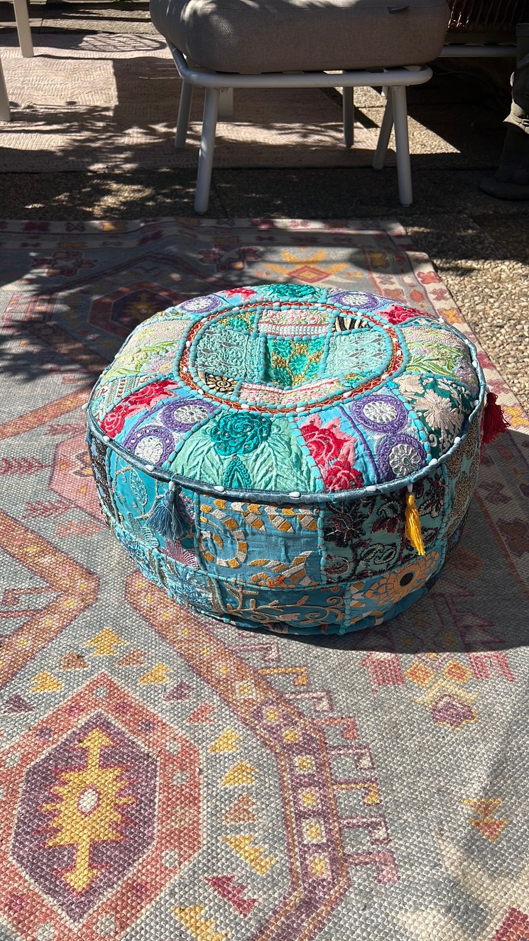 Vrolijke poef, Minder dan 50 cm, Boho, Rond, Nieuw