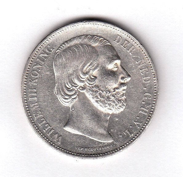 Willem III - 2 1/2 gulden 1874 Pr+  variant klaver -Sch.602, Verzenden, Koning Willem III, 2½ gulden, Zilver