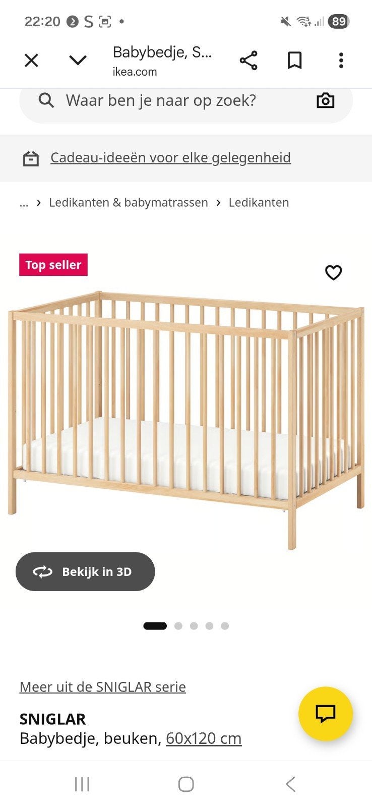IKEA babybedje/ledikantje - Zo goed als nieuw, Ophalen, Zo goed als nieuw, Ledikant