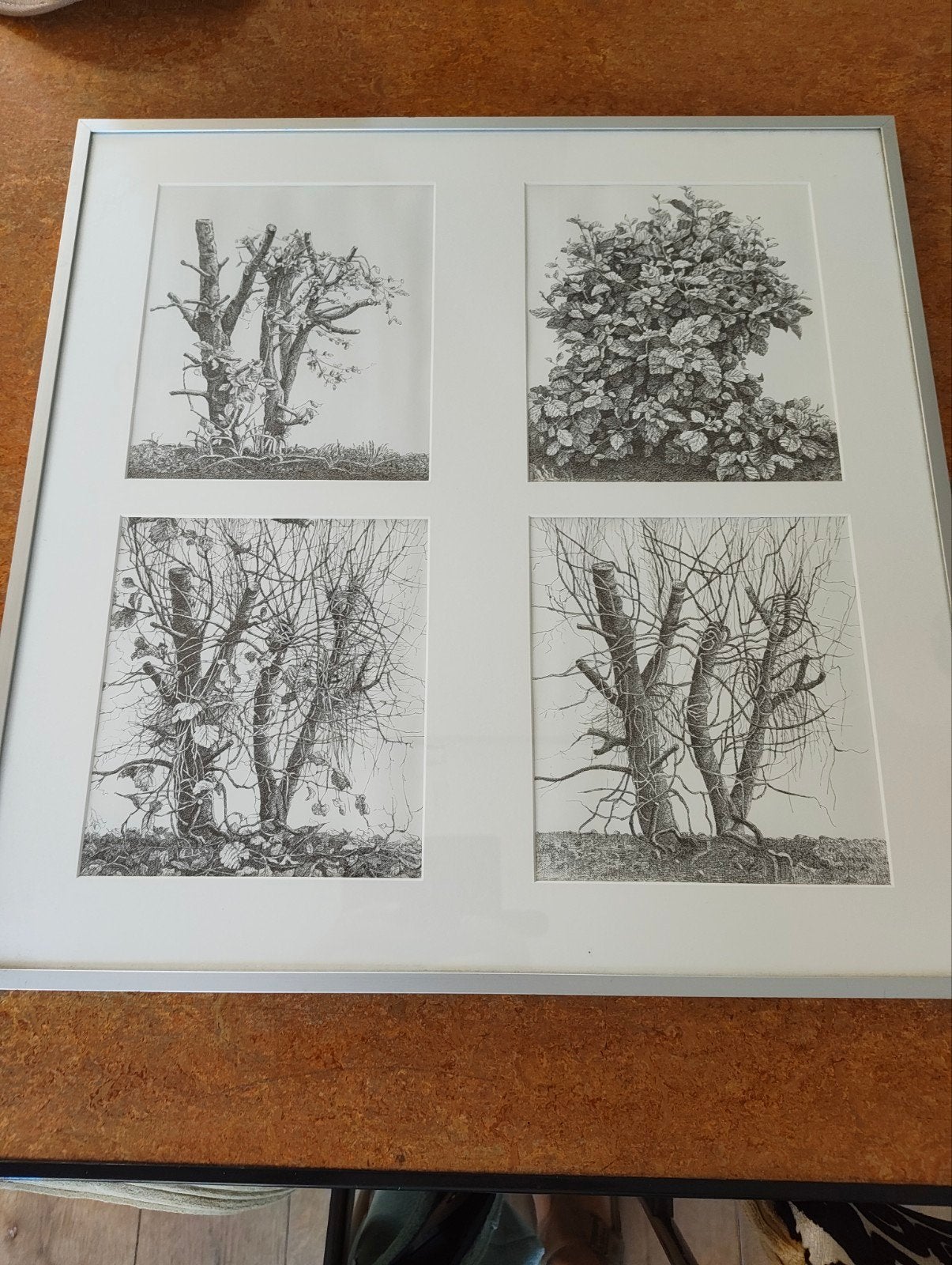 ingelijste ets van Jopie Huisman de 4 seizoenen, Ophalen of Verzenden, Tekening, Pentekening, Ingelijst