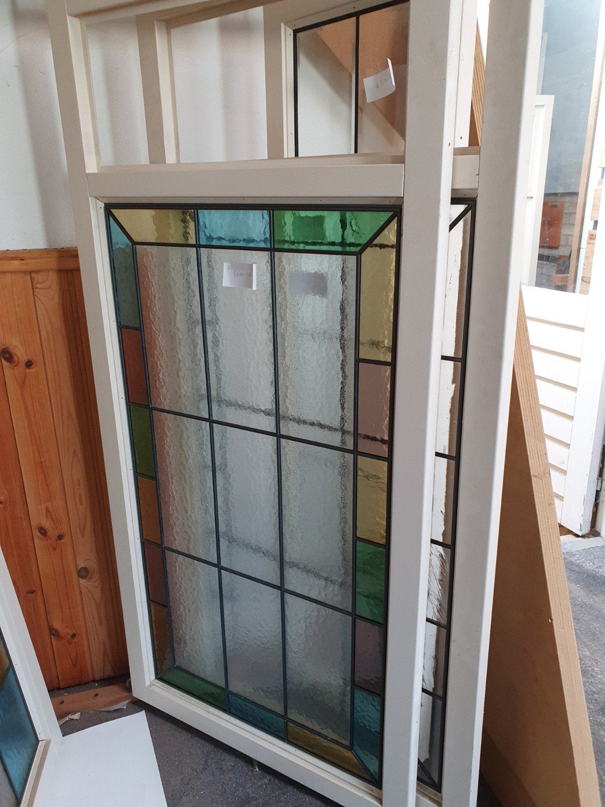 Glas in lood raam glas lood = alu renovatie retro, Ophalen, Minder dan 80 cm, Glas in lood, Minder dan 80 cm