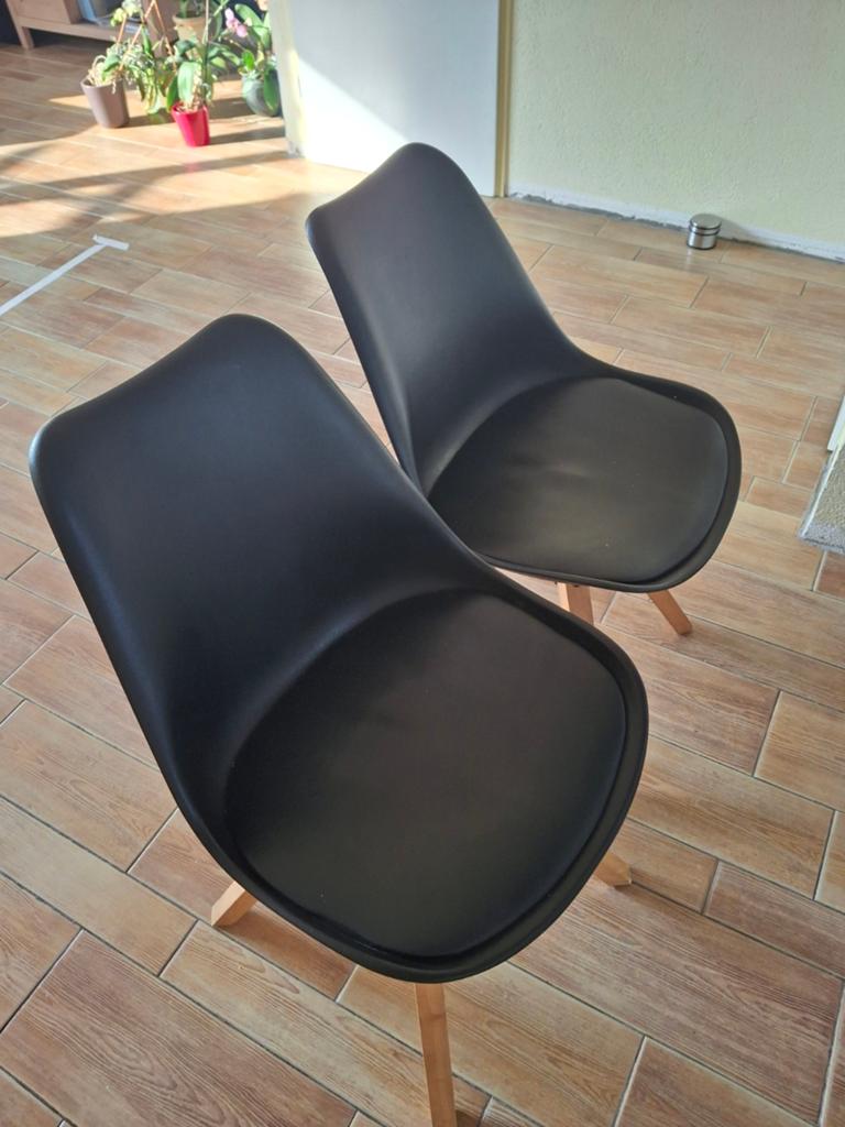 4 zwarte eetkamerstoelen, Ophalen, Gebruikt, Zwart