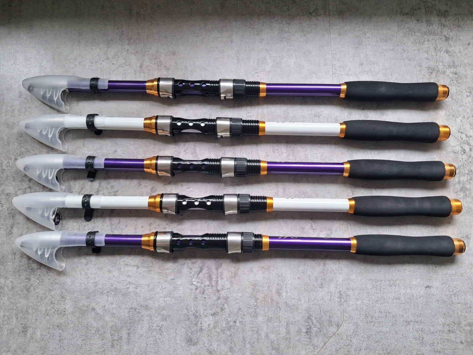 Nieuwe Spinhengel 2,10m 10-60g wit of paars, Watersport en Boten, Ophalen of Verzenden, Nieuw, Werphengel