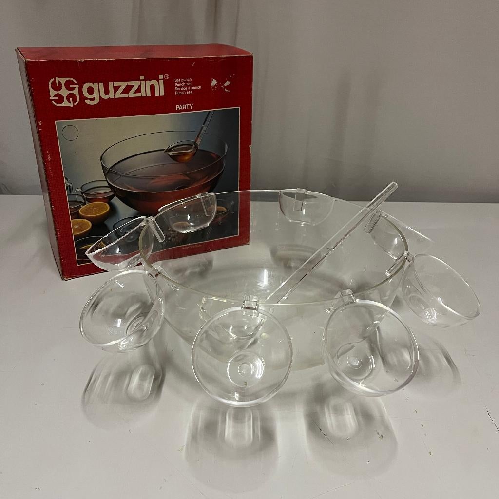 Guzzini punch bowl set plastic acryl ongebruikt, Guzzini, Overige materialen, Party Punch bowl, Ophalen of Verzenden