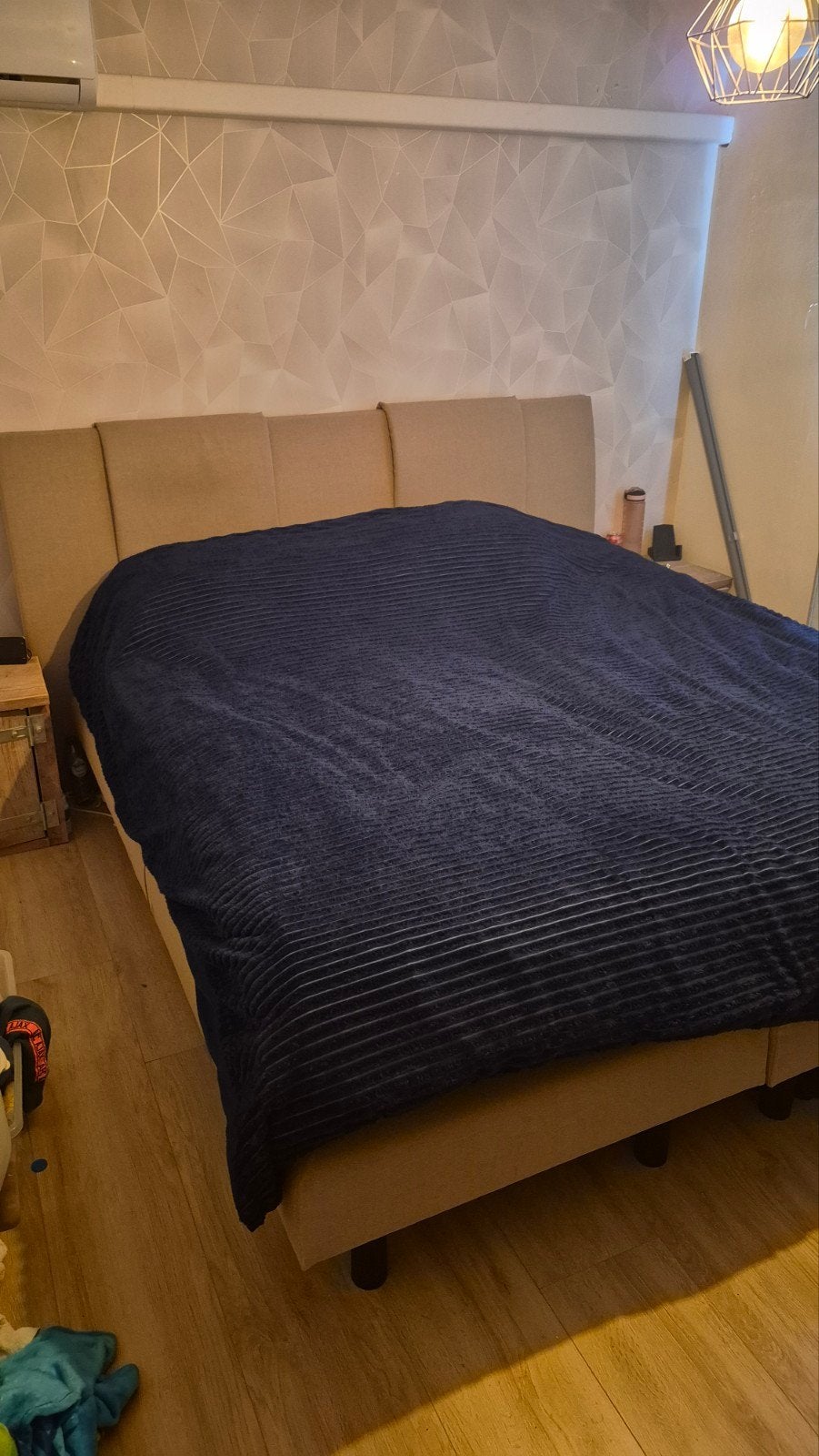 Elektrische boxspring - beige/taupe - werkt perfect, Ophalen, Gebruikt, Beige