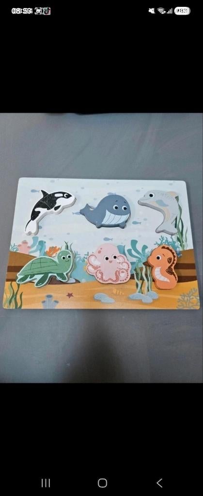 Houten kinderpuzzel zeedieren, Ophalen of Verzenden