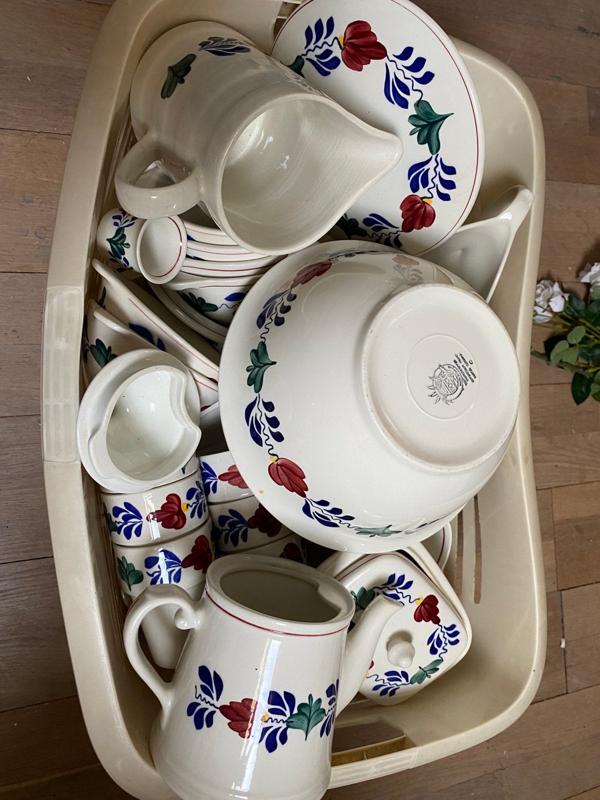 Te koop boerenbont servies, Ophalen