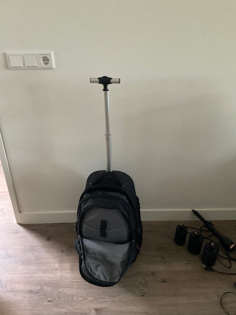 Rugzak met wielen, Uitschuifbare handgreep, 30 cm of meer, Zwart, Ophalen of Verzenden