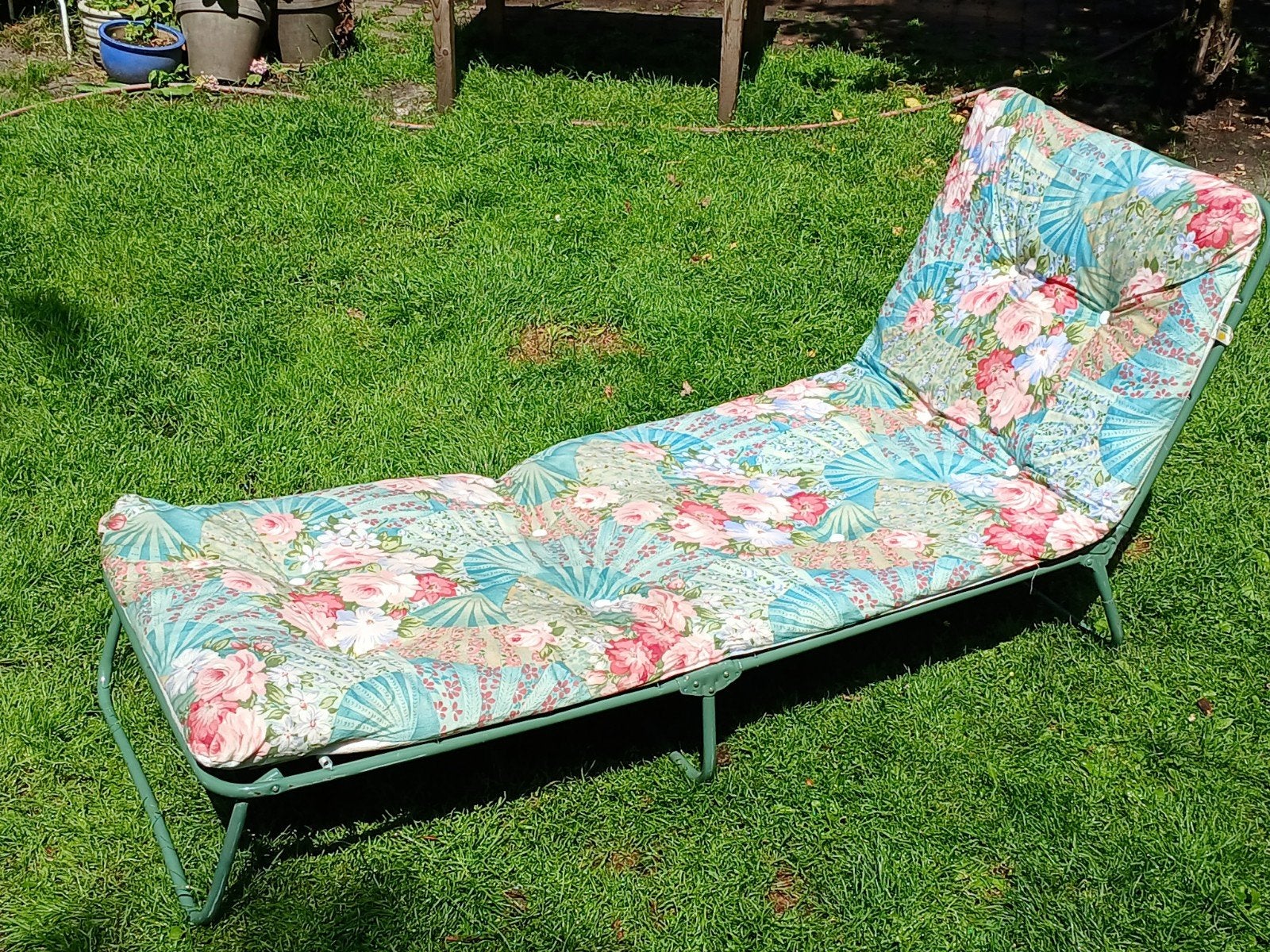 Unimeta Ligbed met Bloemenprint - 100% Katoen, Ophalen of Verzenden, Gebruikt, Eenpersoons, Binnen