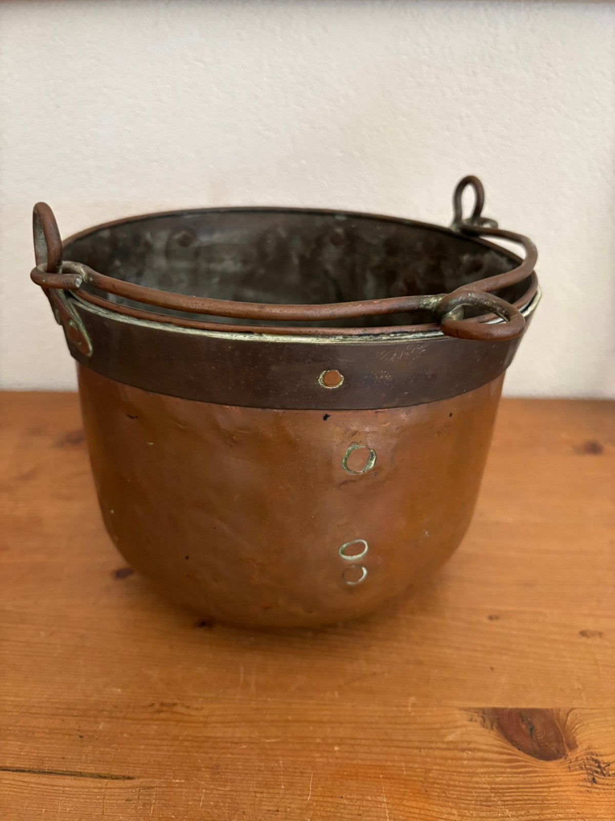 Rood koperen ketel met hengsel, Ophalen of Verzenden, Koper