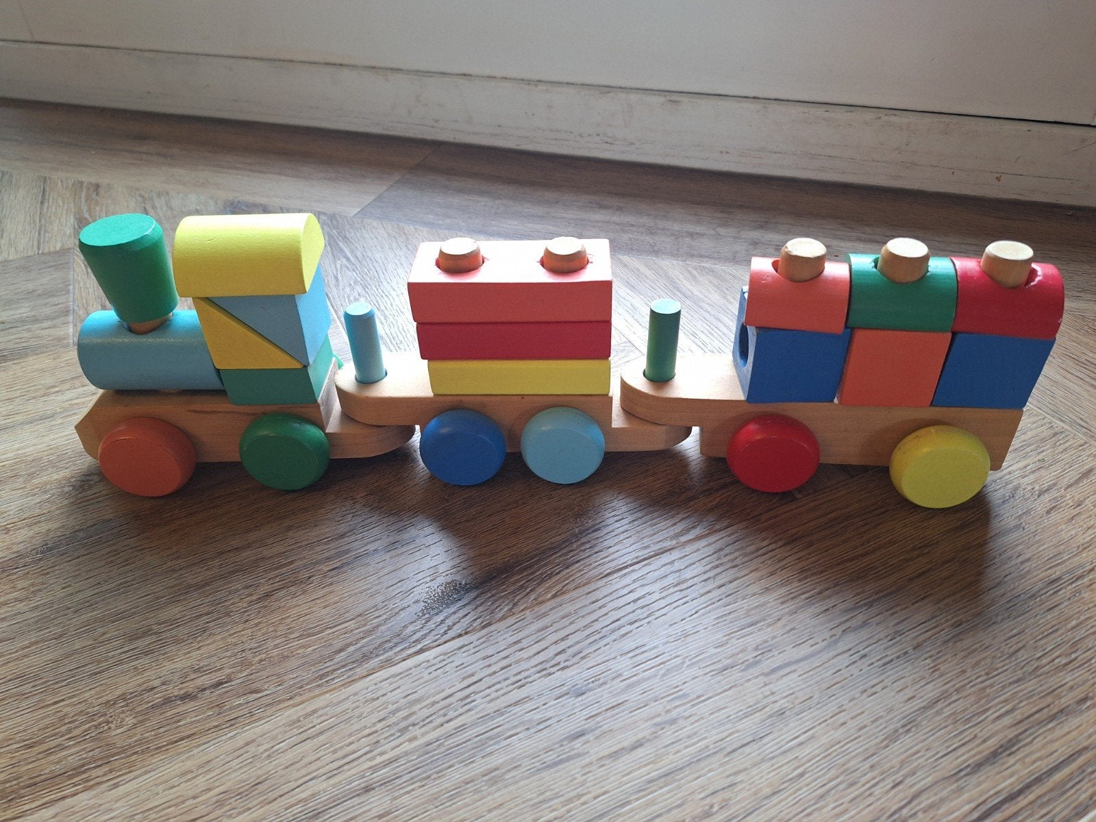 Houten trein met blokken, Ophalen, Gebruikt, Jongen of Meisje