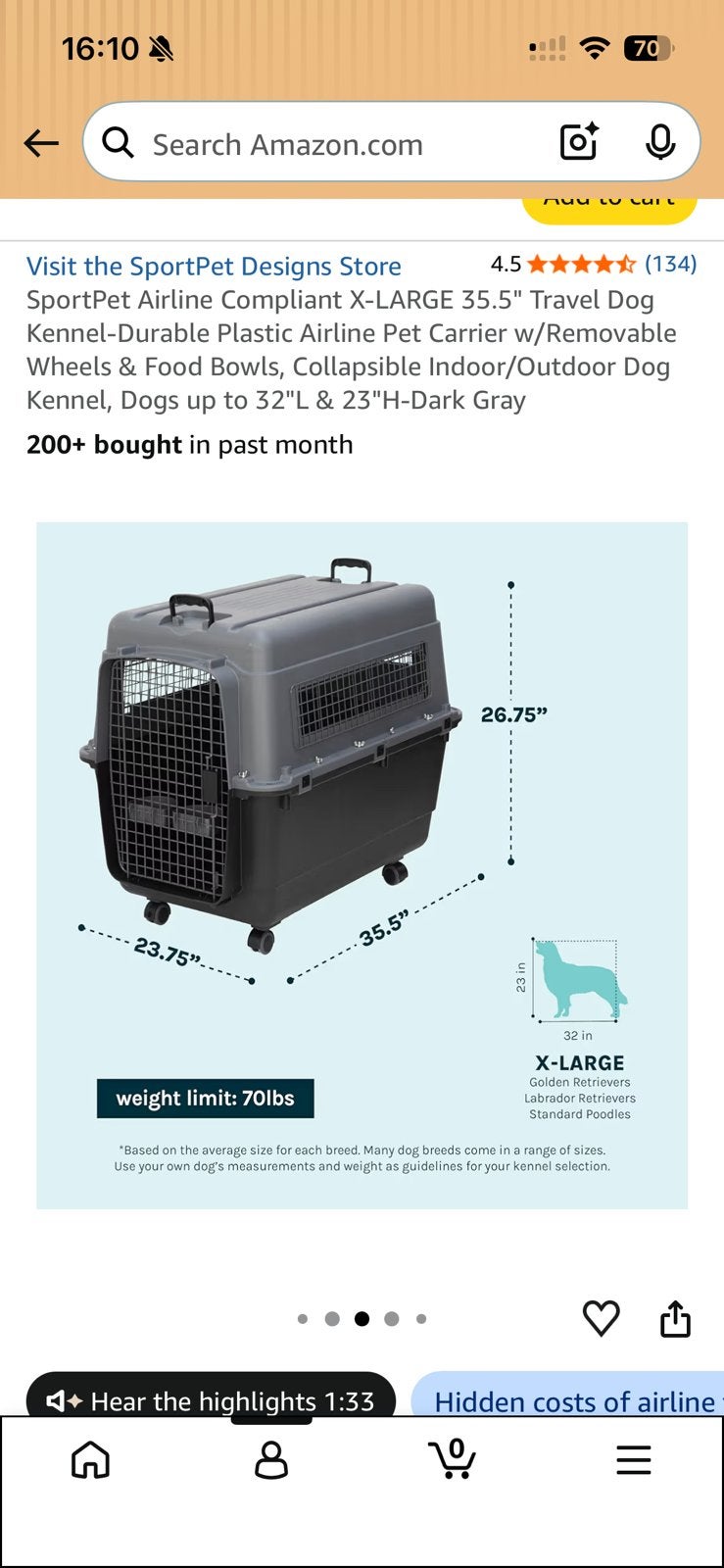 Travel dog crate, Ophalen, Zo goed als nieuw