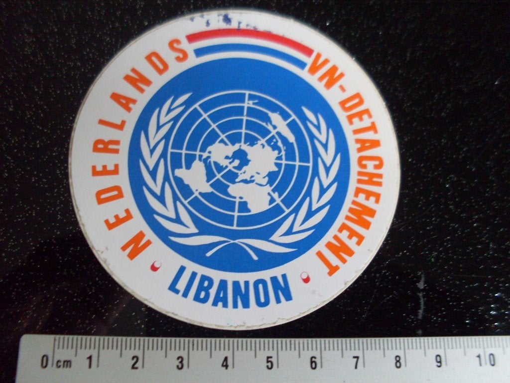 sticker nederlands vn-detachement libanon logo embleem, Verzamelen, Verzenden, Zo goed als nieuw, Bedrijf of Vereniging