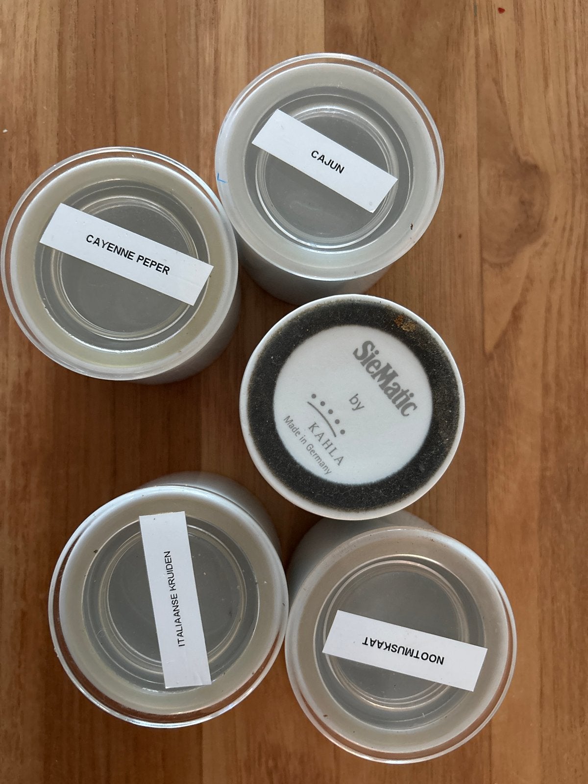 SieMatic kruidenpotjes - 5 stuks, Gebruikt, Ophalen of Verzenden, Voorraadpot, Wit