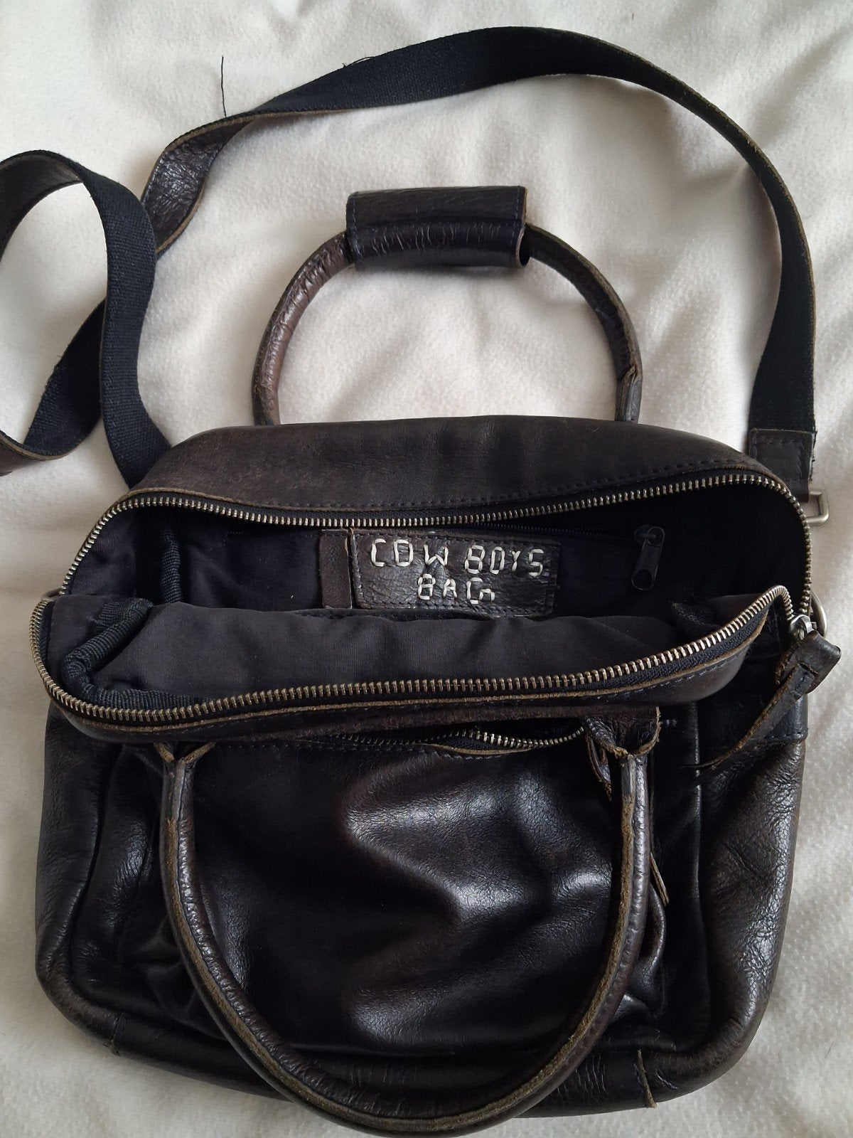 Cowboysbag Schoudertas - Donkerbruin Leer, Ophalen of Verzenden, Gebruikt, Bruin