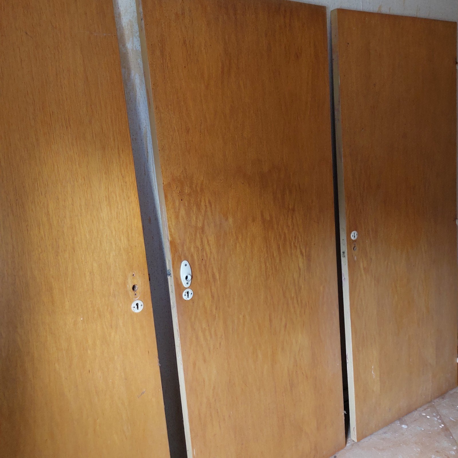 Set van 3 Limba-fineer binnendeuren jaren '60-'70, Doe-het-zelf en Verbouw, Deuren en Horren, Ophalen, Gebruikt, Binnendeur, 200 tot 215 cm
