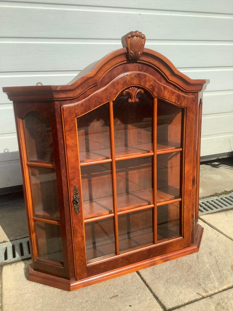 Houten vitrinekast hangkastje, Huis en Inrichting, Ophalen, Gebruikt, 50 tot 100 cm, 150 tot 200 cm