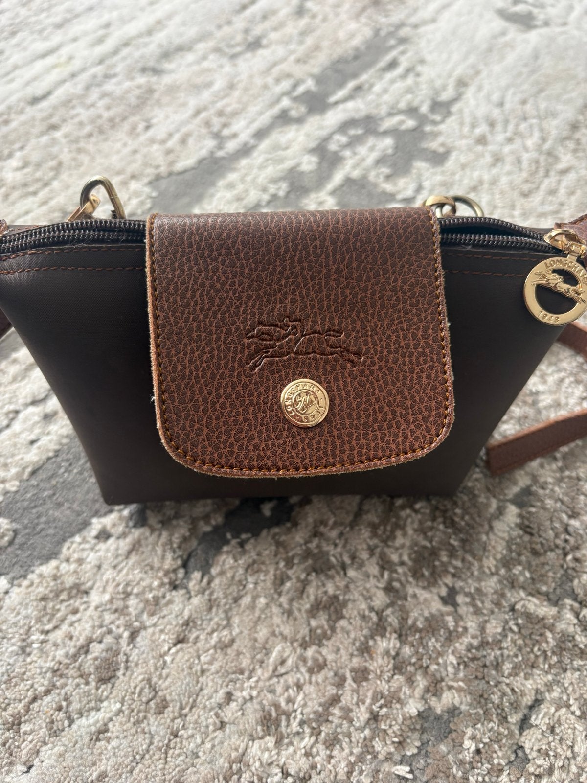 Longchamp schoudertas - Bruin-zwart, Overige merken, Gebruikt, Bruin, Ophalen of Verzenden