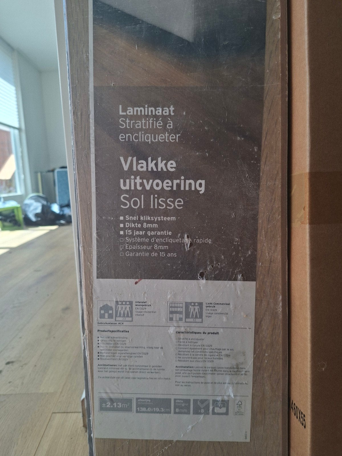 Laminaat vloer - 4,26 m2, Ophalen, Nieuw, Minder dan 5 m², Laminaat