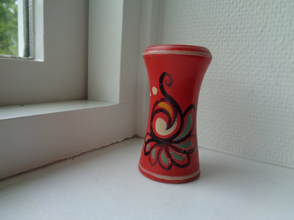 Hindeloper vaasje, Huis en Inrichting, Overige materialen, Gebruikt, Rood, 15 cm