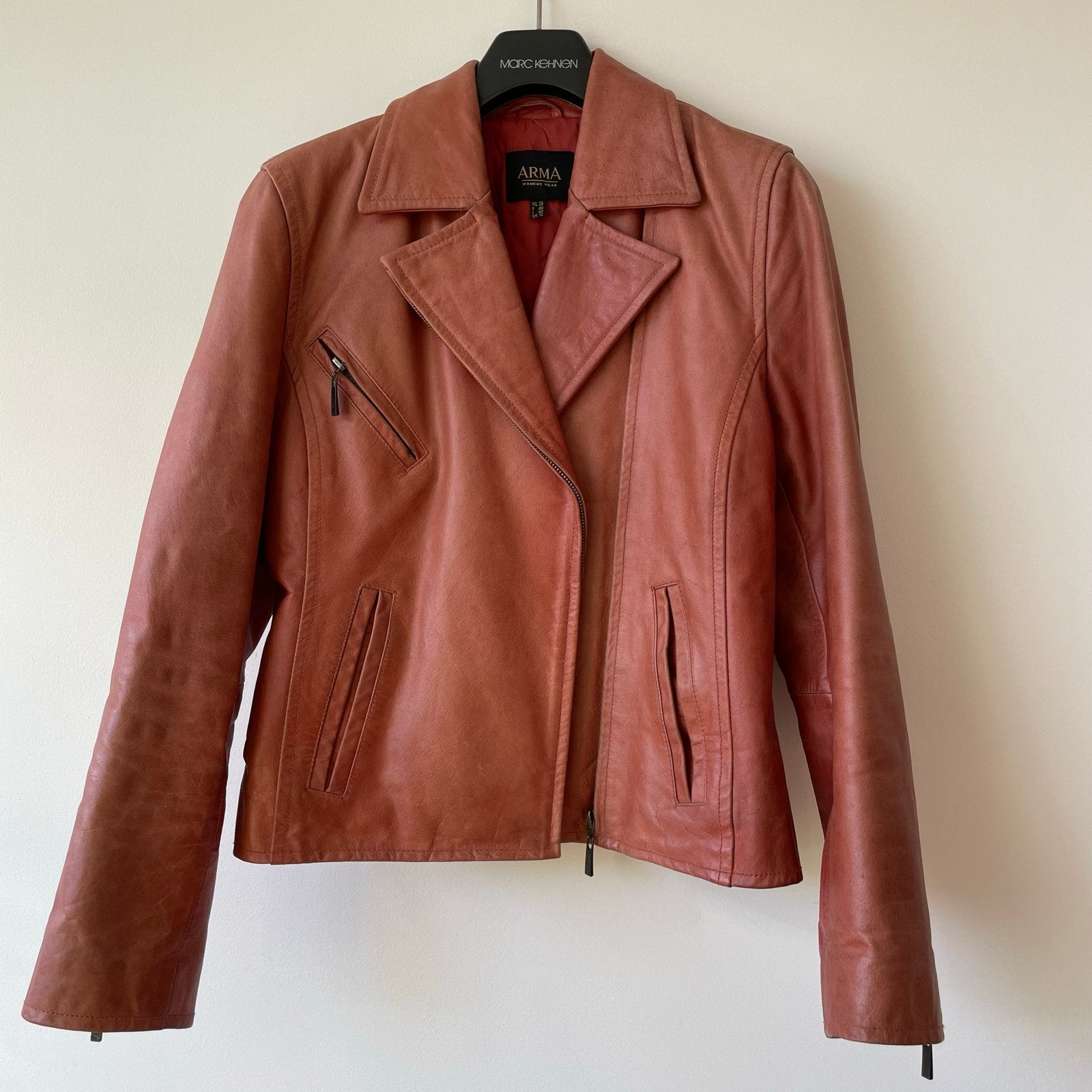 Arma Oranje/Bruin Leren Biker Jasje - Maat 38, Ophalen of Verzenden, Zo goed als nieuw, Maat 38/40 (M), Oranje