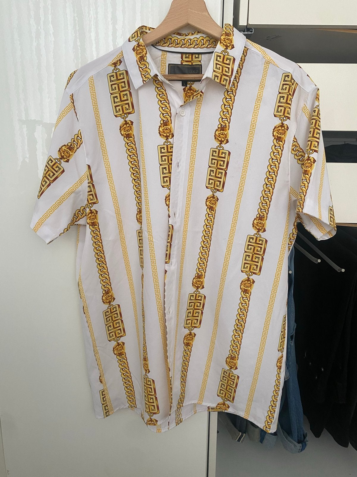 Baroque Gold overhemd met kettingprint, Verzenden, Zo goed als nieuw, Meerkleurig, Halswijdte 41/42 (L)