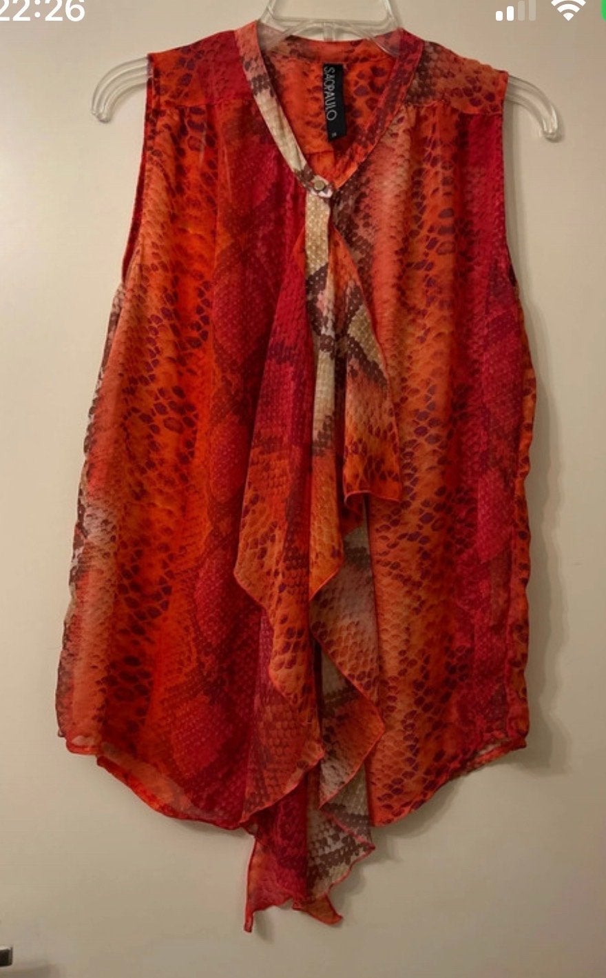 Nieuwe Dames Blouse Maat M - Oranje/Koraal met Snake Print, Ophalen of Verzenden, Nieuw, Maat 38/40 (M), Oranje