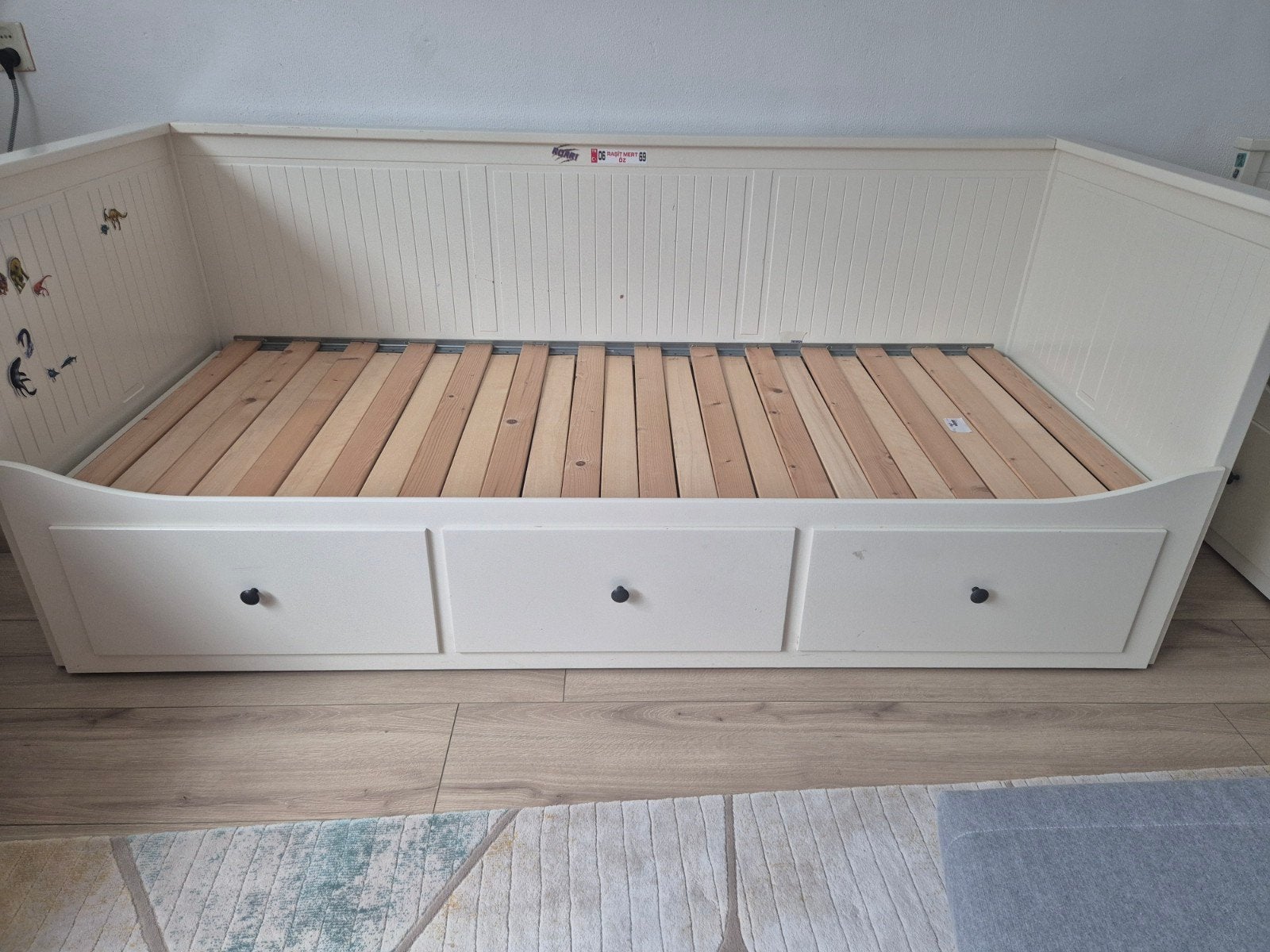 IKEA Hemnes bedbank met 3 lades en lattenbodem, Ophalen, Wit, Tweepersoons, Scandinavisch