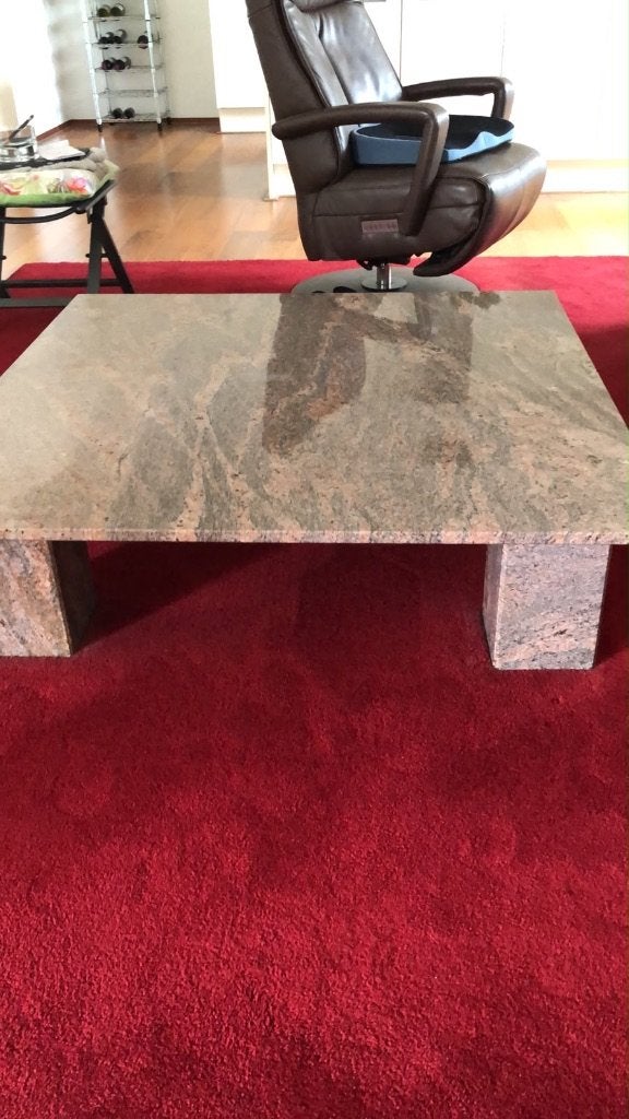 Travertin salon tafel en bijzettafel, Ophalen, Vierkant, Zo goed als nieuw, Modern