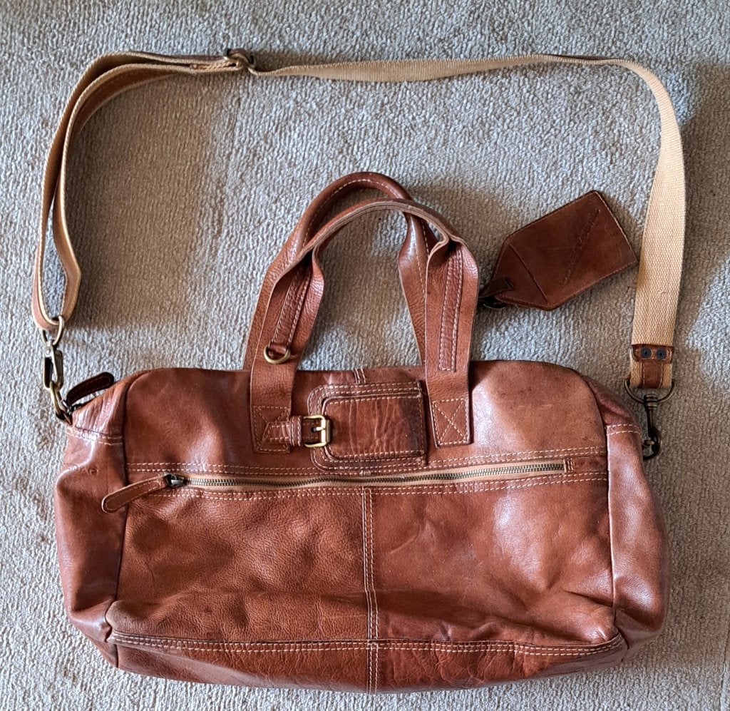 Leren Cowboybag handtas/schoudertas, Ophalen of Verzenden, Gebruikt, Bruin, Schoudertasje