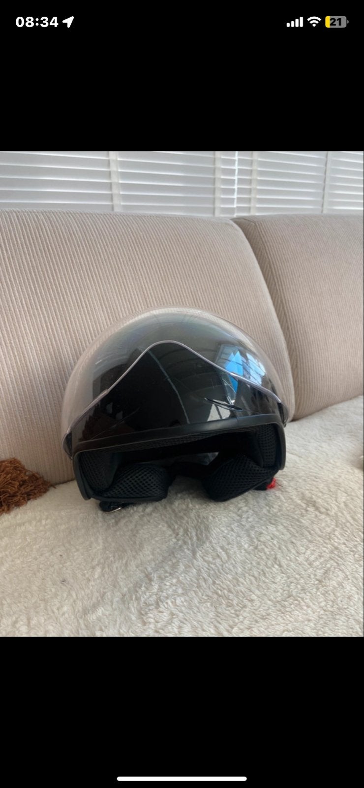 Zwarte Vinz scooterhelm met vizier, Fietsen en Brommers, Brommerhelmen, Ophalen of Verzenden, Gebruikt, Medium