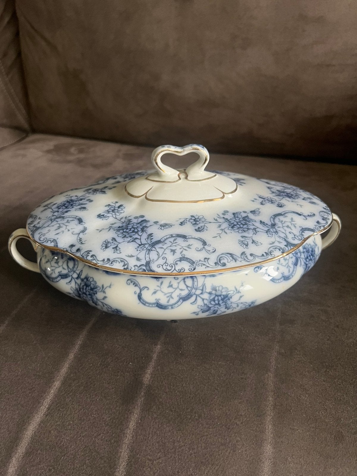 Vintage Keramiek Blauwe / Witte Dekschaal / Soepterrine, Antiek en Kunst, Ophalen of Verzenden