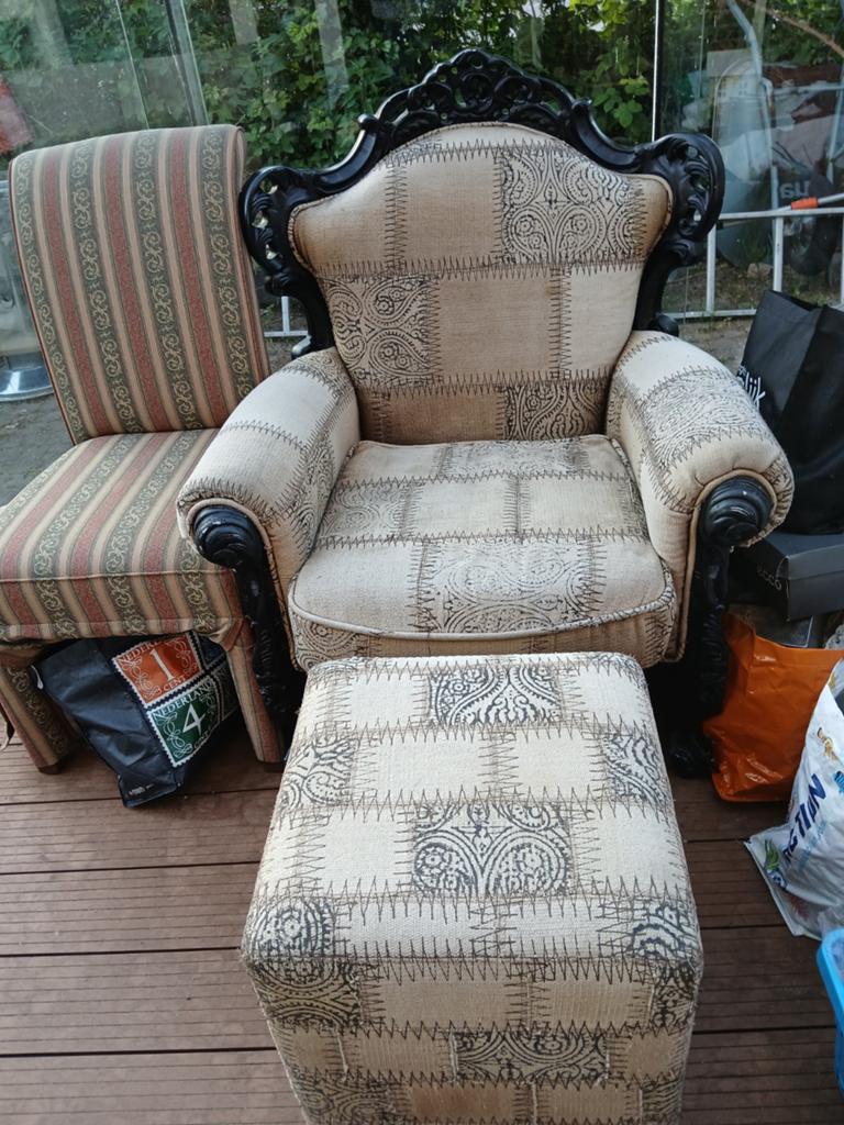 Leuke barokachtige stoel met hocker, Huis en Inrichting, Ophalen, Gebruikt, 75 tot 100 cm, 50 tot 75 cm