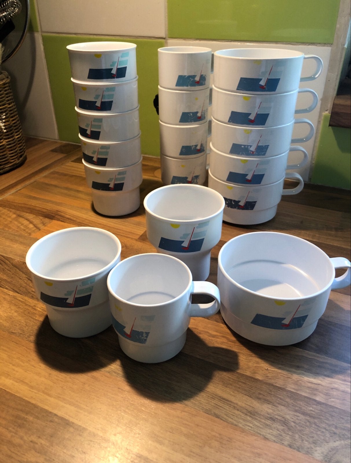 Mepal camping servies Leon de Winter zeilboot motief, Ophalen of Verzenden, Gebruikt