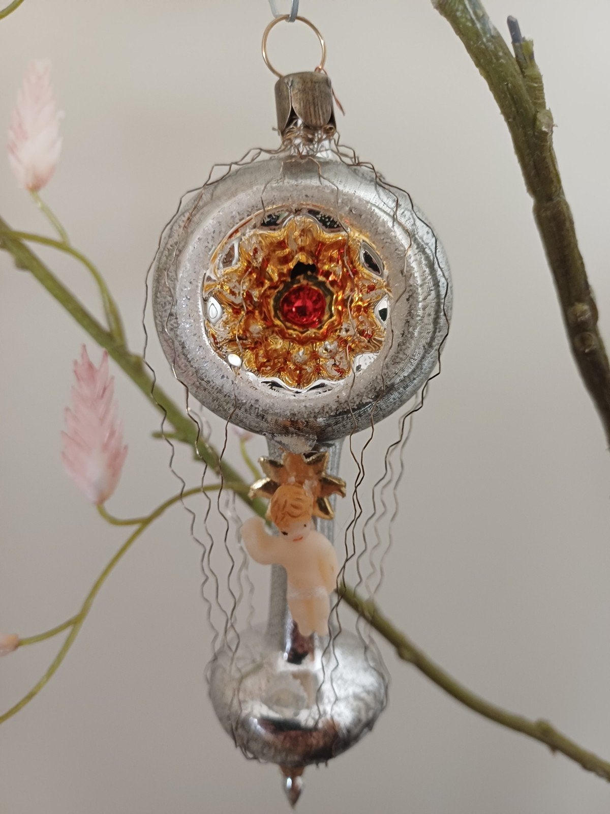 vintage kerstbal van glas, Ophalen of Verzenden