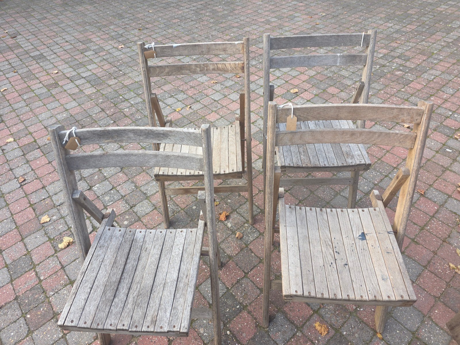 inklapbare stoeltjes 4st, Ophalen, Hout, 2 zitplaatsen