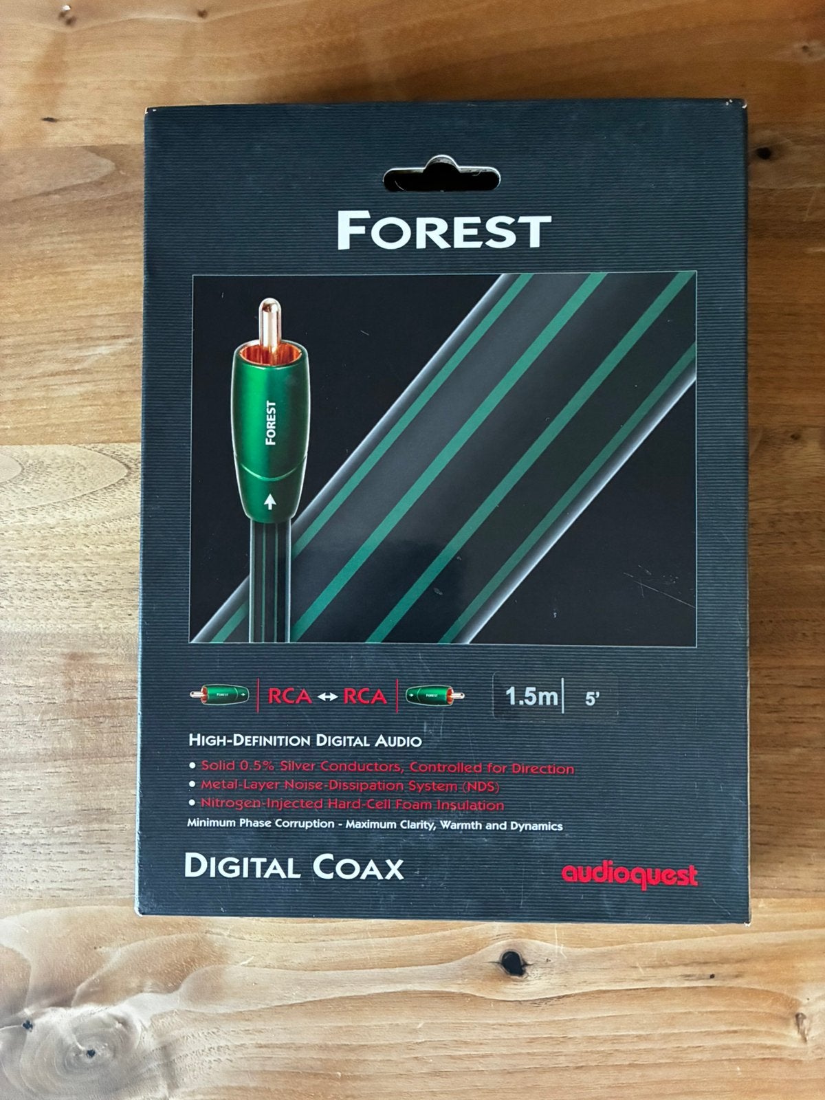 AudioQuest Forest Digitale Coax Kabel 1.5 mtr RCA  RCA, Ophalen of Verzenden, Zo goed als nieuw, Minder dan 2 meter, Coaxiale kabel