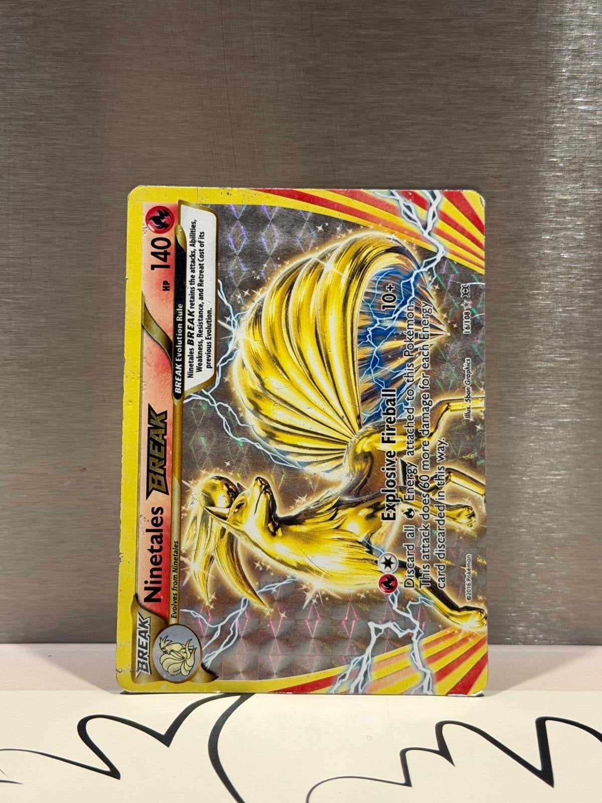 Ninetales BREAK 16/108 XY Evolutions Pokémon Kaart, Ophalen of Verzenden, Gebruikt, Losse kaart, Foil