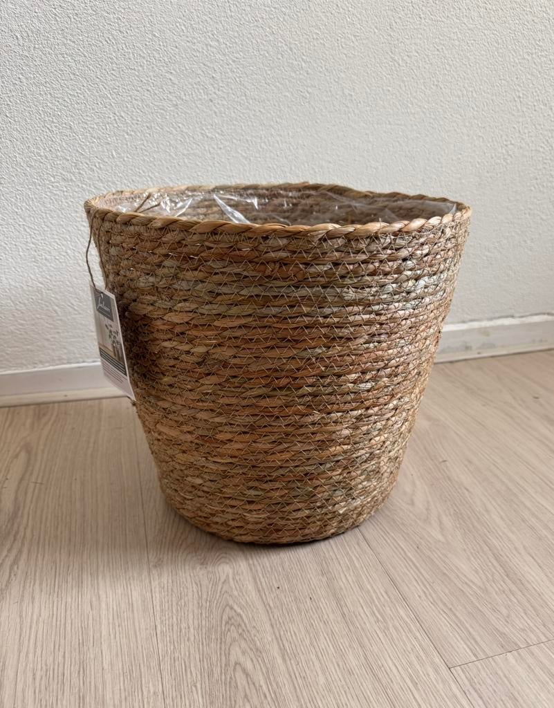 Grote plantenmand van zeegras, nieuw met kaartje, Tuin en Terras, Bloempotten, 25 tot 40 cm, Overige materialen, Rond, Nieuw