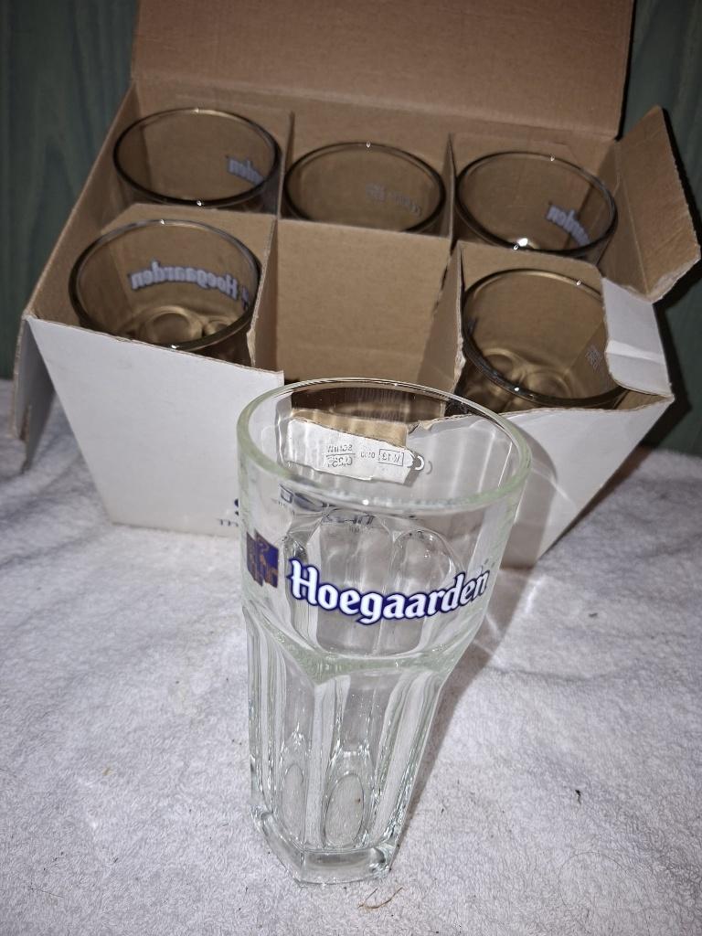 6 oude glazen Hoegaarden Rose, nieuwstaat, Verzamelen, Biermerken, Ophalen of Verzenden, Zo goed als nieuw, Glas of Glazen, Overige merken