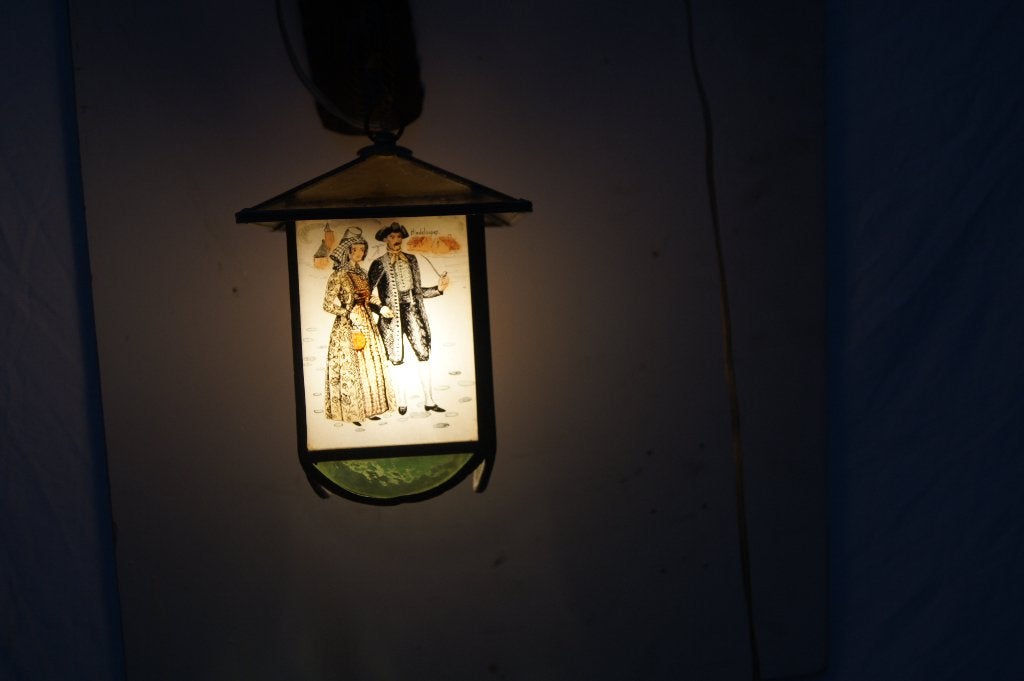 Glas en lood lampje, Antiek en Kunst, Antiek | Lampen, Ophalen of Verzenden
