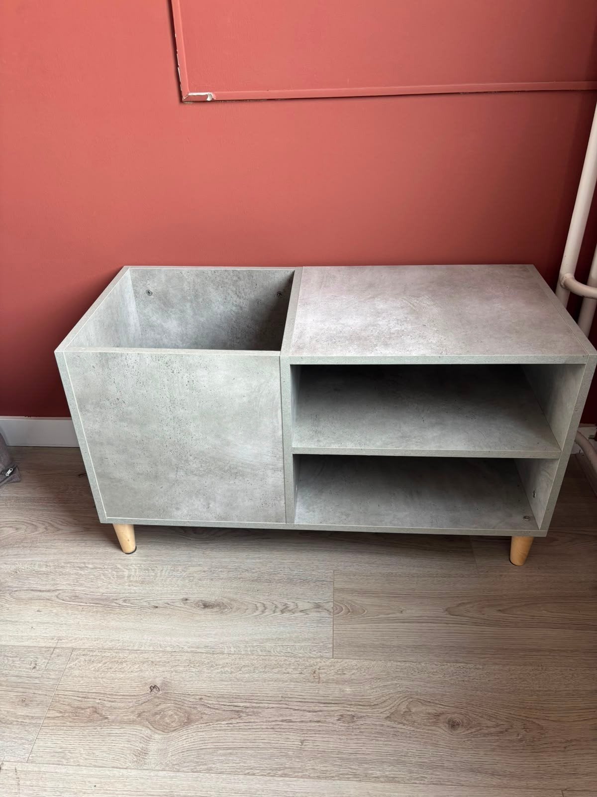 Grijs platenkastje, Ophalen, 50 tot 100 cm, Zo goed als nieuw, Minder dan 100 cm