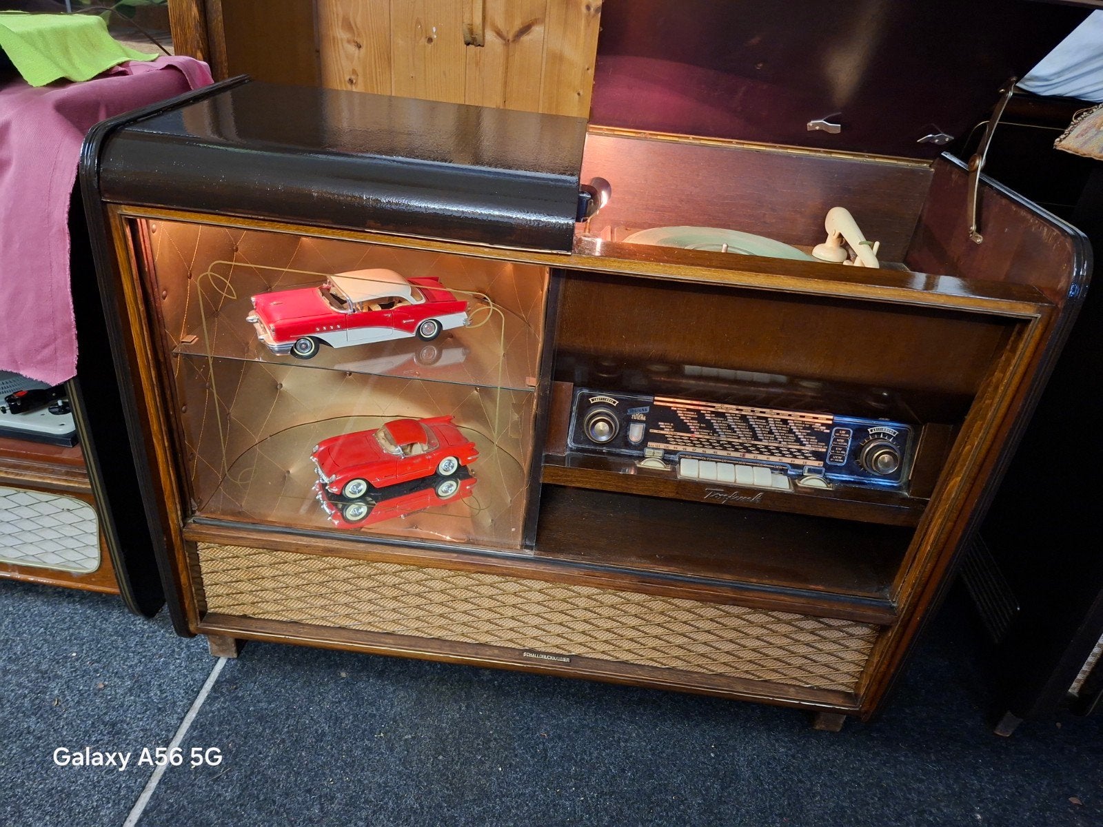 prachtig gerestaureerd radiomeubel van tönfunk met platenspe, Antiek en Kunst, Ophalen of Verzenden