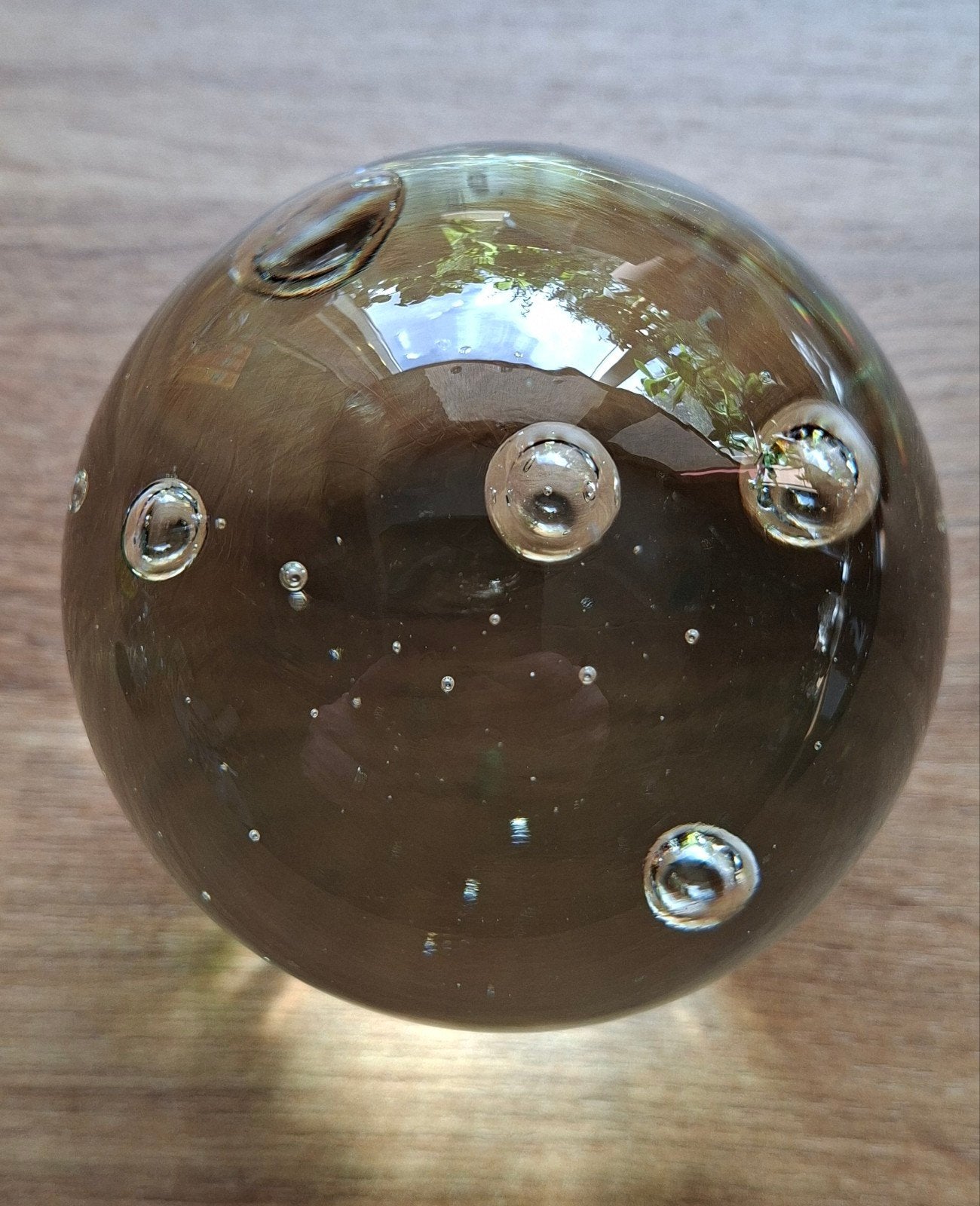 Vintage glazen presse-papier, handgeblazen kristal bellenbal, Ophalen of Verzenden