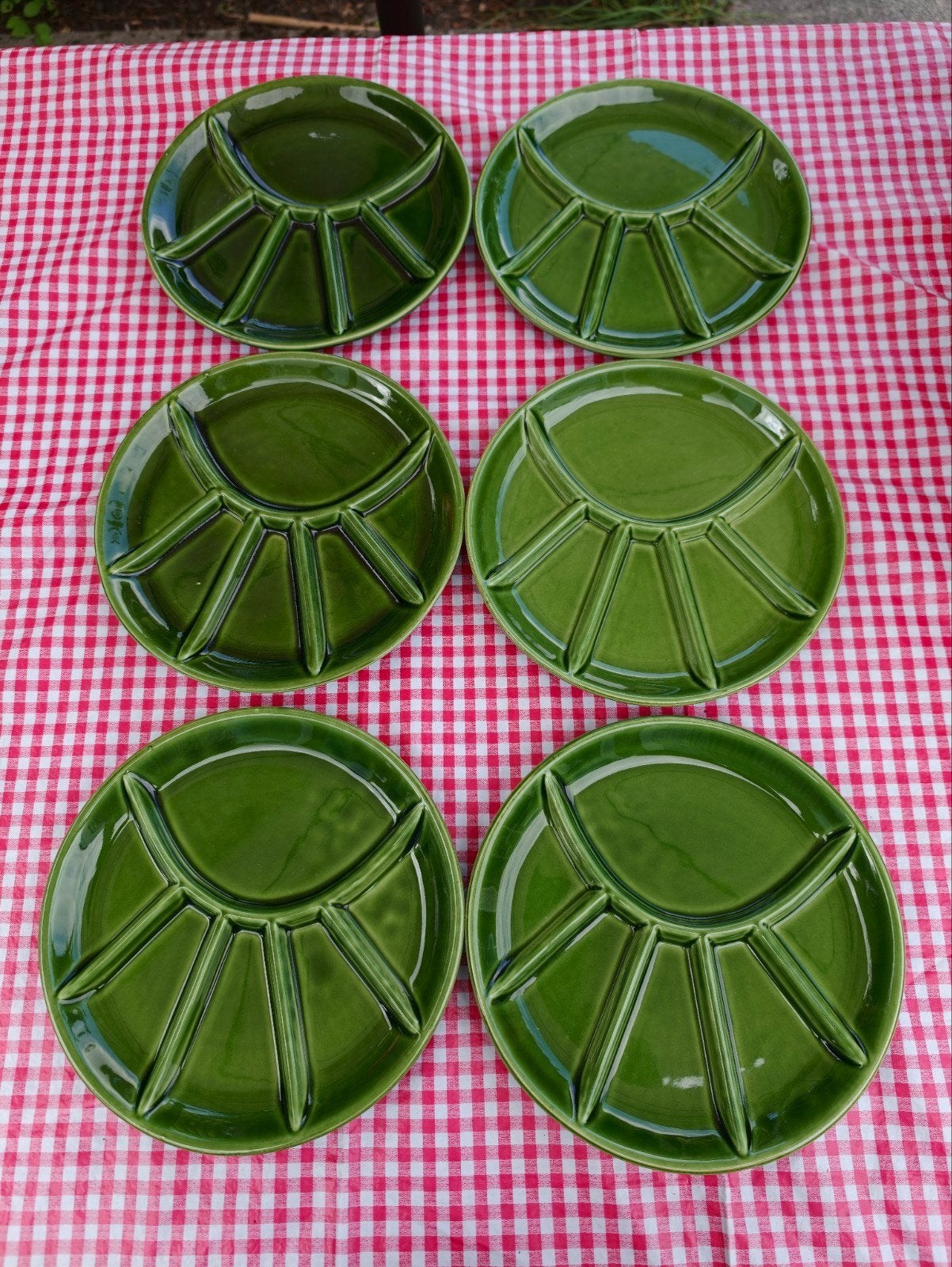 Vintage Fondeuborden CFS France - Groen - 6 stuks, Ophalen of Verzenden