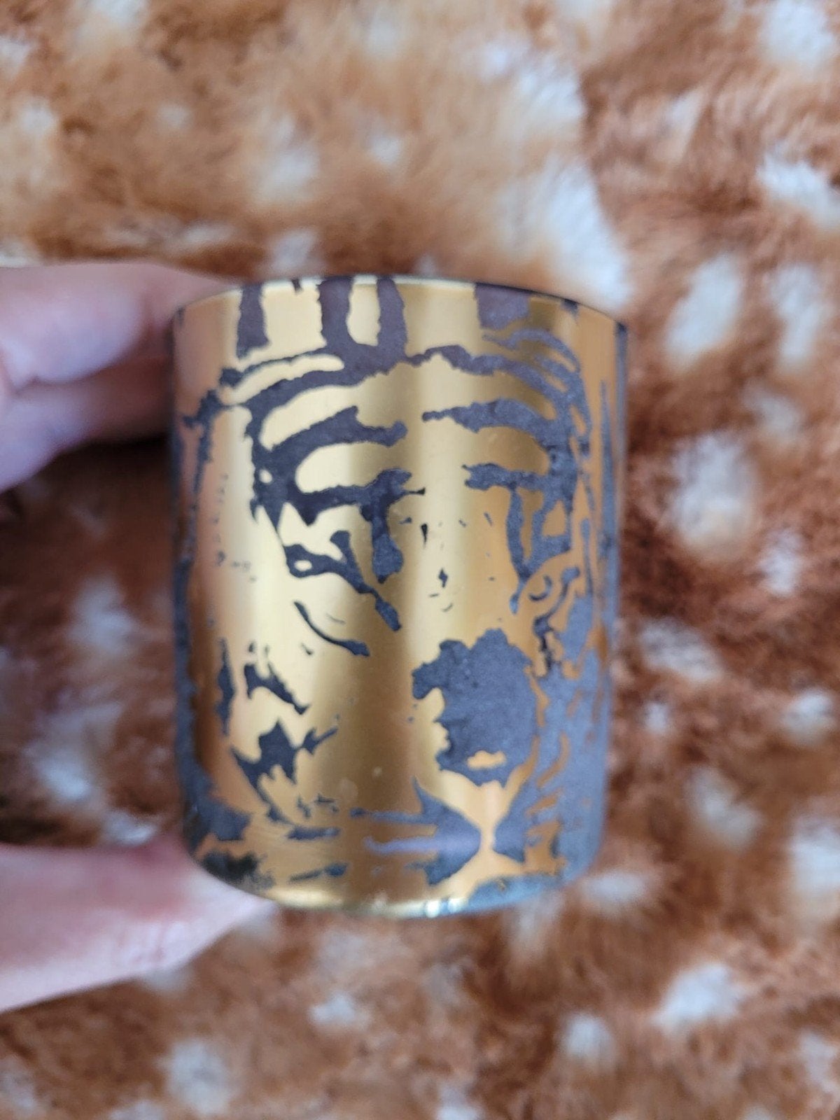 PTMD Waxinelichthouder Goud Tijgerprint Hotel Chique, Overige stijlen, Nieuw, Ophalen of Verzenden, Goud